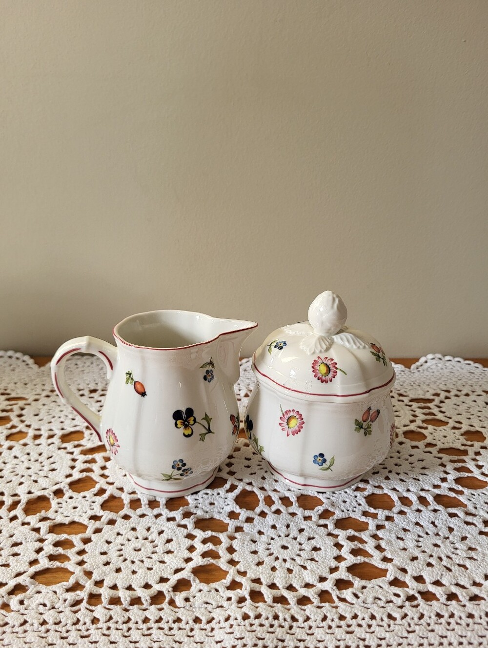 Villeroy & Boch Petit Fleur Creamer and Sugar Bowl